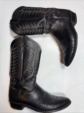 Justin Boots Men’s Leather Western Cowboy Boots in Black S-550 Sz 12B